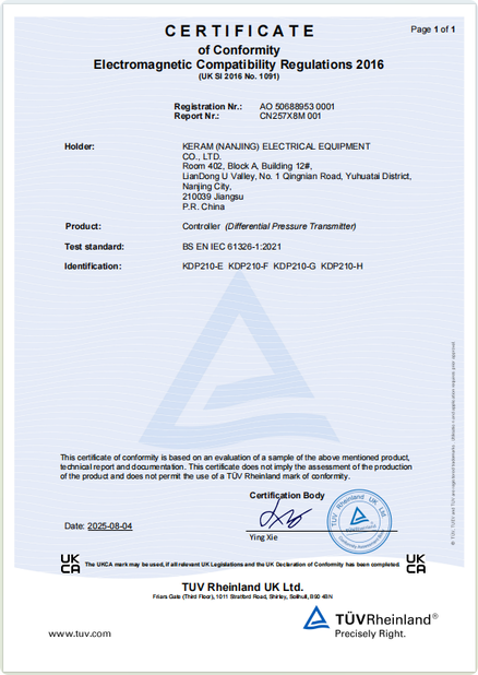 중국 Keram (Nanjing)ELECTRICAL Equipment Co., Ltd. 인증